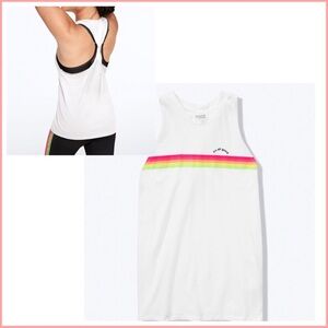 VS PINK RAINBOW GRAPHIC TWIST BACK TANK TOP L